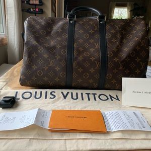 Authentic Louis Vuitton Monogram Macassar Keepall Bandouliere 45